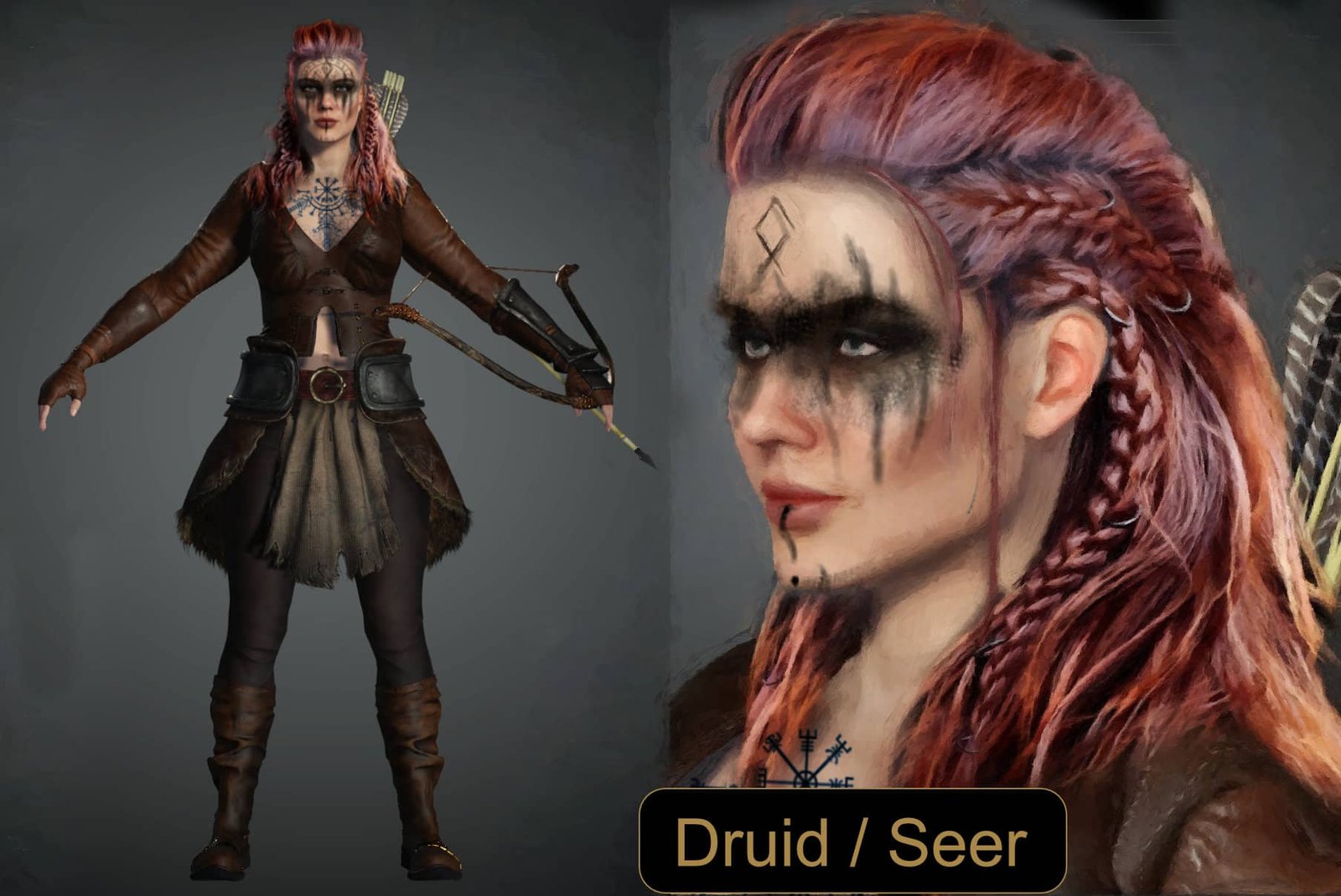 viking game cinematic trailer - female druid concept design