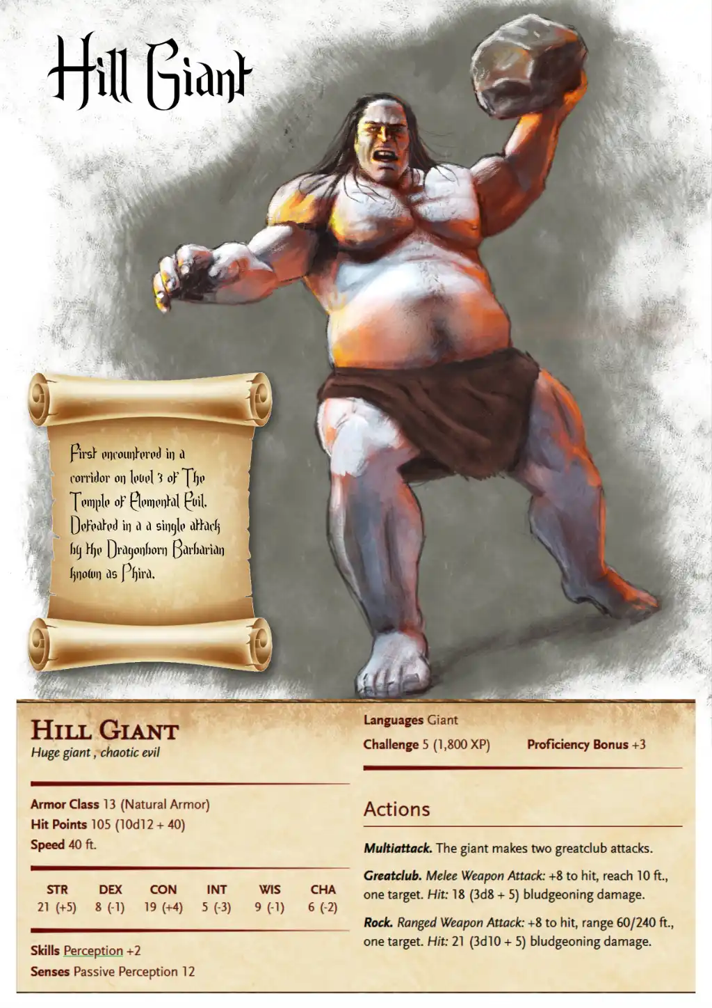 Concept Art TTRPG Dungeons & Dragons 5e Hill Giant Creature Painting - Giochrono Fantasy Artist