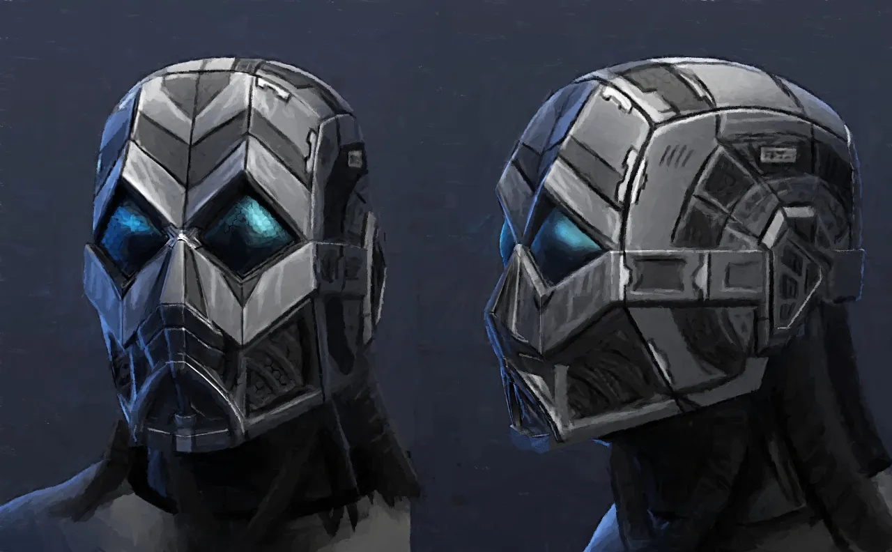 cyberpunk cinecomic series The Talos Project sci-fi helmet concept art